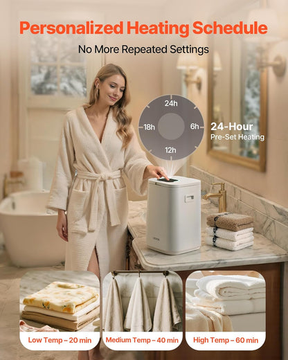 VEVOR Towel Warmers for Bathroom, Towel Warmer Bucket Auto Shut Off for Spa Fits up to 3 Oversized Towels, Blankets, Clothes, Bathrobes, PJ's and More