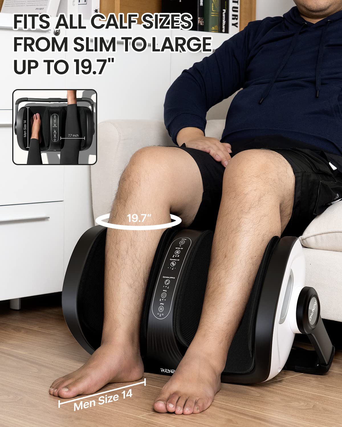 RENPHO Shiatsu Foot Massager with Heat, Foot and Calf Massager Focus on Feet Health, Deep Kneading Massage for Plantar Fasciitis Relief, Fits Size up to 14, Birthday Dad Men