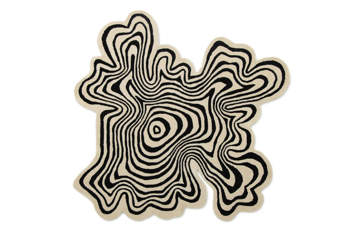 ECLATIQUE RUG Irregular Shaped Custom Throw Rug Illusion Pattern Hand-Tufted Wool Handmade Area Rug for Home, Bedroom, Living Room, Kids Room (5X5)