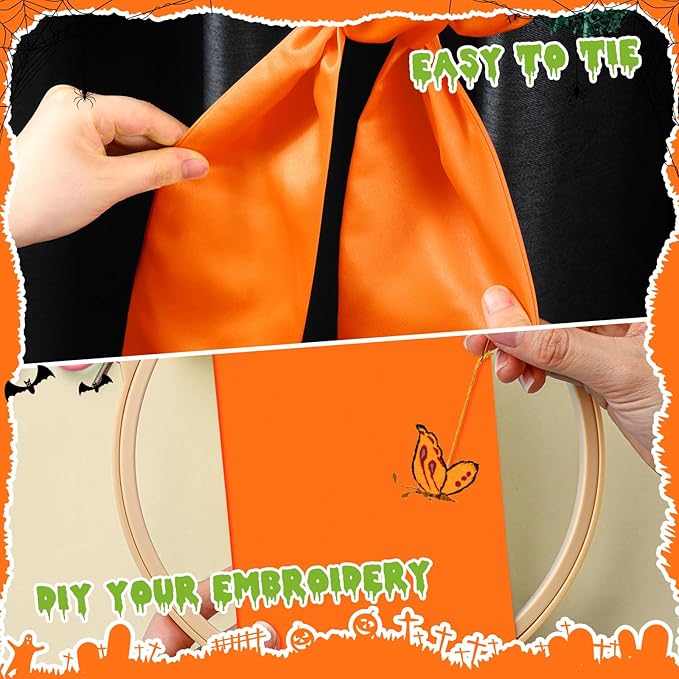 Wreath Sash for Front Door Wreath Satin Sash Blank Sashes Embroidery Monogram Yard Doorway Indoor Outdoor Wall Ribbon Bow Home Decor(Orange,Halloween Style)