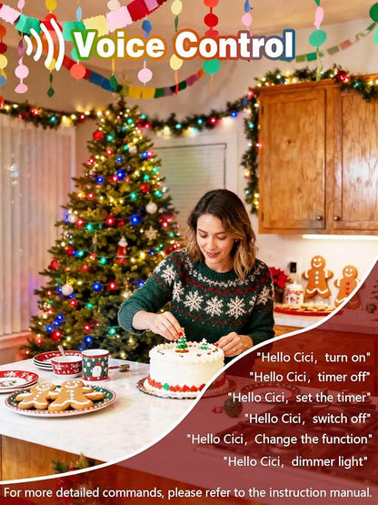 Voice Controlled Christmas Lights with Remote, 132 FT 400 LED String Lights Indoor Outdoor with 12 Modes 3 Timers, Dimmable Twinkle Light Plug in Waterproof for Xmas Tree Party Decor, Multicolor
