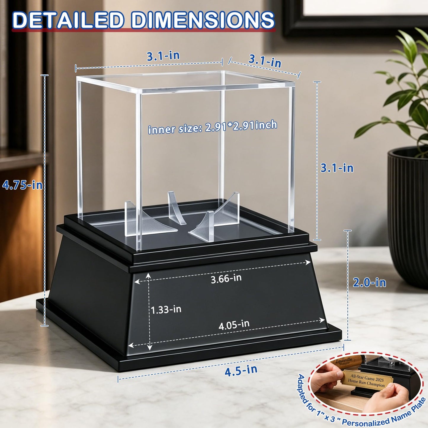 KKU Baseball Display Case 2 Pack, Baseball Holder for Ball Display Cube Box, UV Protected Acrylic Baseball Storage Official Size Box, Memorabilia Display Case for Baseball