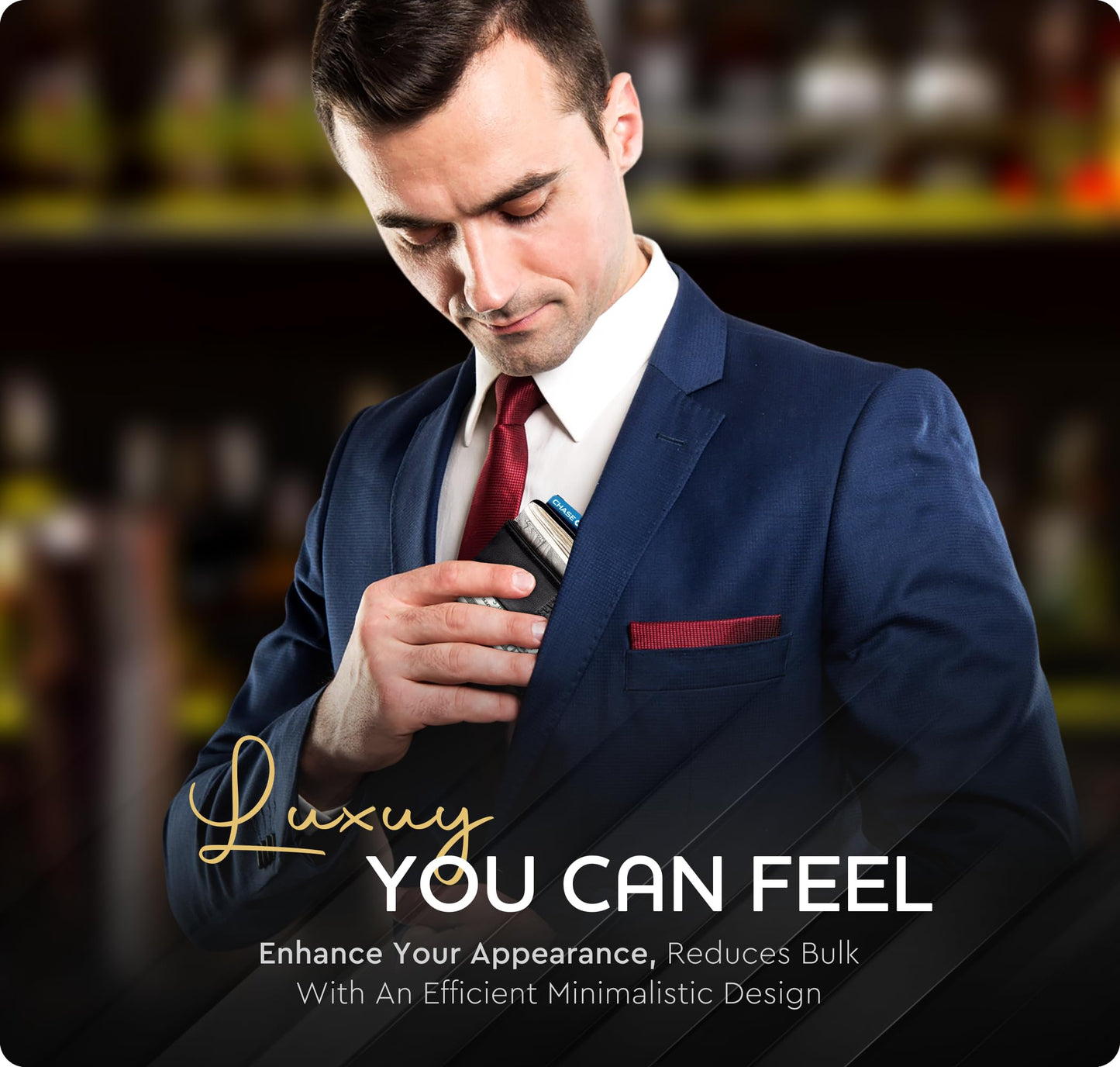 Claasico™ Money Clip Leather Wallet For Men Slim Front Pocket RFID Blocking with Super Strong Magnetic
