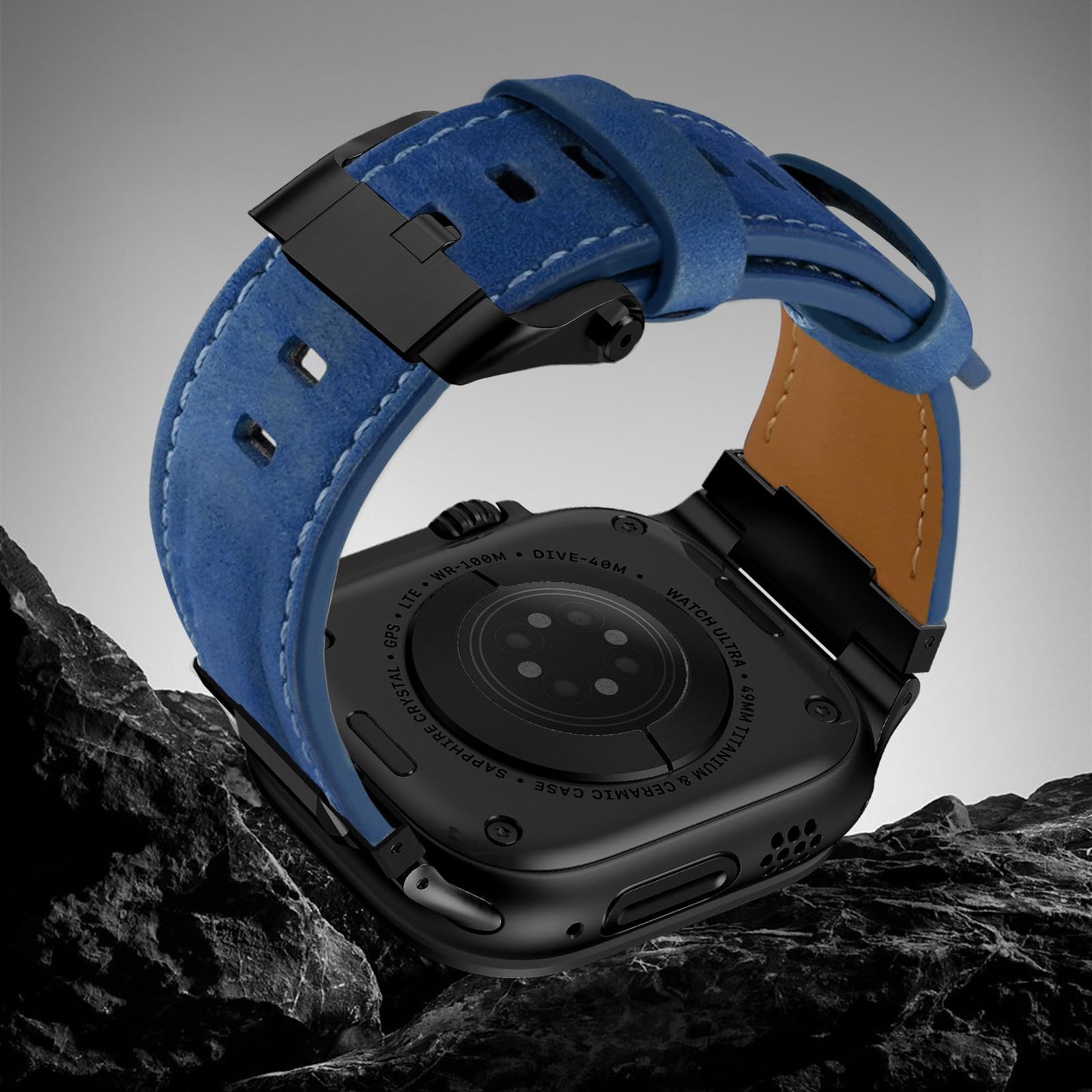 Genuine Leather Band Compatible with Apple Watch Ultra Band 49mm 46mm 45mm 44mm for Men,Vintage Genuine Leather Replacement Strap for iWatch Ultra 3 2 1,SE 3 2 1,series 11 10 9 8 7 6 5 4
