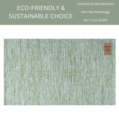 CottonCove Hand Woven Area Rug 4x6 Feet - Rustic Farmhouse Bohemian Accent Rug for Living Room Bedroom Kitchen Entryway Floor Mats - Ideal for High Traffic Areas 100% Cotton Rag Rug Green