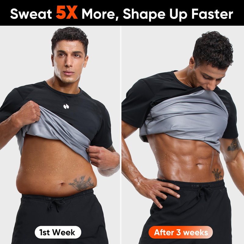 HOTSUIT Sauna Shirt for Men Weight Loss Heat Trapping Vest Workout Sweat Suits Fat burning Tops for Gym Exercise Boxing Black XL