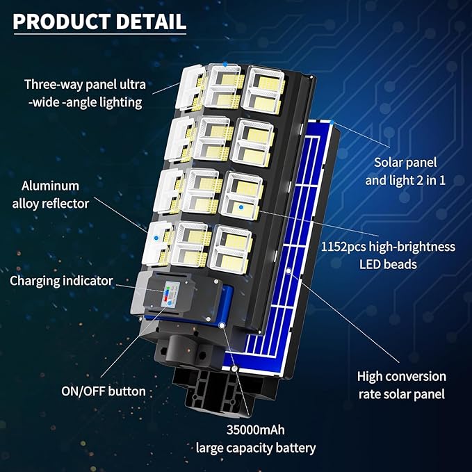 8000W Solar Street Light,Solar Street Lights Outdoor Waterproof, 240000LM 7000K Solar Powered Street Light,Dusk to Dawn,with Motion Sensor,Solar Parking Lot Lights 12-Pack
