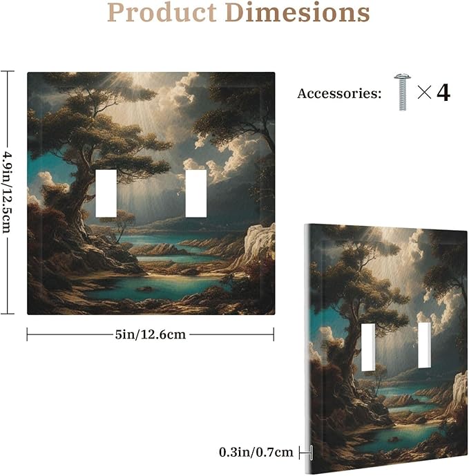 Decorative Art Light Switch Covers Sunburst Over the Wilderness 2 Gang Double Toggle Wall Plate Decorative Switchcover Electrical Switchplate for Home Decor