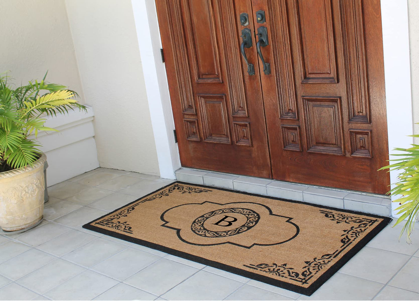 A1HC Natural Coir Monogrammed Doormat, Heavy Duty Anti-Shedding Front Door Mat, Personalized Welcome Mat for Outside, Porch, Entrance, Easy Clean Entryway Door Mat - 36" x 72"