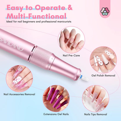SAVILAND Electric Nail Drill Professional: 40000RPM Upgrad Nail Drill Kit 2025 Beautiful Gradient Sunset Color Scheme Nail D rill Machine Portable Nail File & Buffers Salon Use Manicure Pedicure