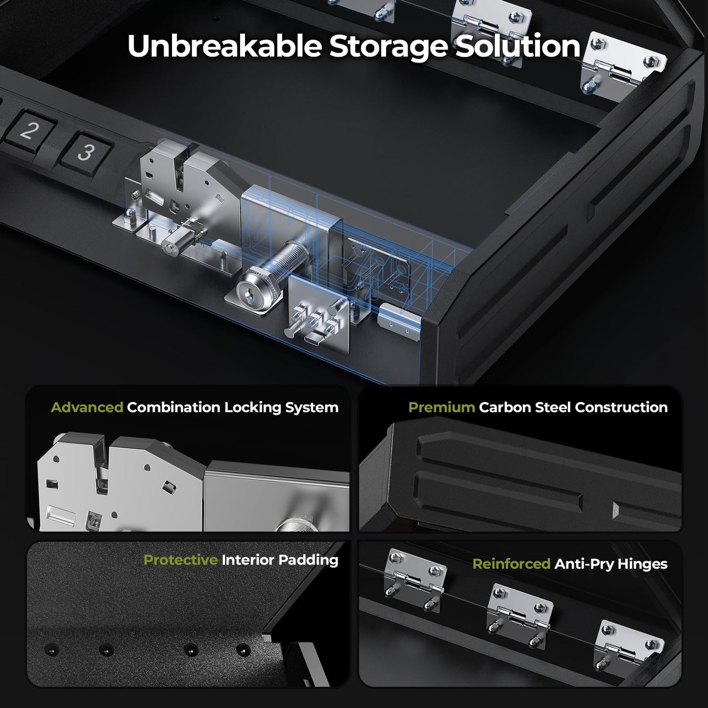 ONNAIS Large Biometric Gun Safe for Handgun with Fingerprint Keypad Lock
