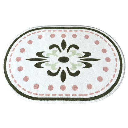 White Bathroom Rugs Soft Cute Bath Mat for Bath Floor 20x32inch, Machine Washable Non-Slip Bath Mats for Shower Toilet Tub, Kid’s Bathroom Decor Plush Carpet (Green Floral)