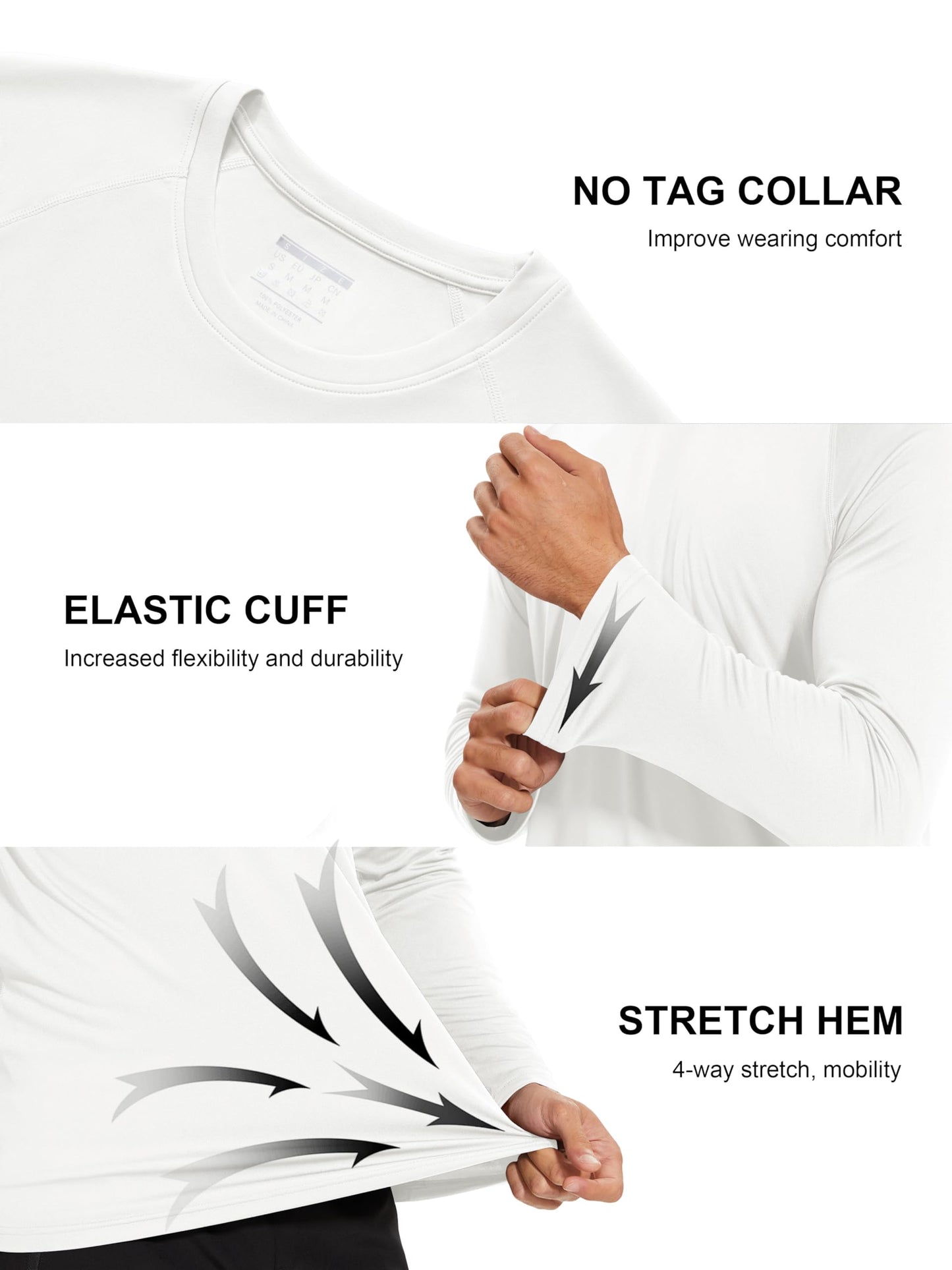 MAGCOMSEN Men's Long Sleeve Shirt for Men UV Shirts Quick Dry UPF 50 Athletic Sun UV Protection Rash Guard Swim Shirt White