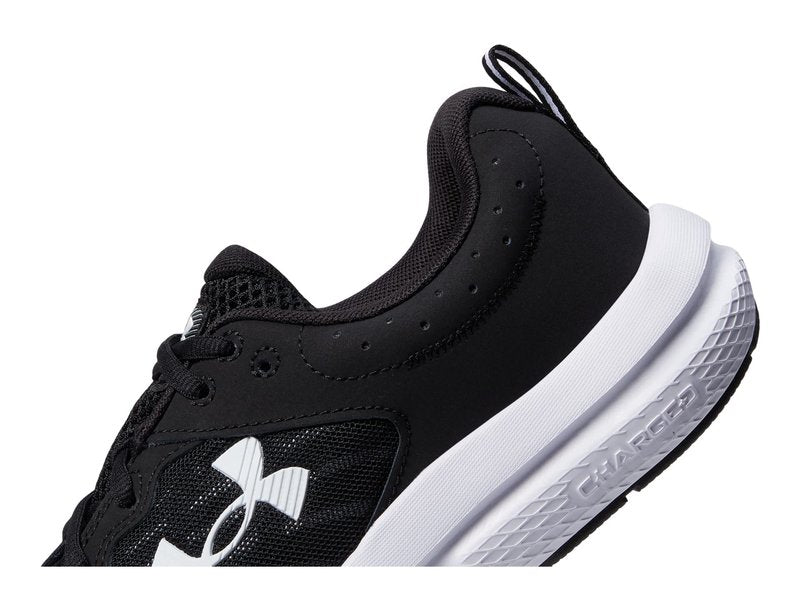 Under Armour Men's Charged Assert 10 Shoes, (001) Black/Black/White, 14 Wide