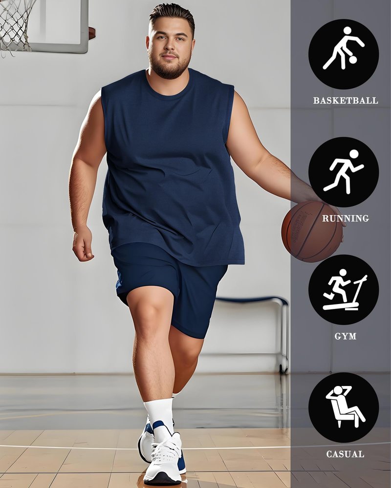 Taiyin 3 Pack Men's Big and Tall Tank Tops Quick Dry Muscle Workout Sleeveless T Shirts Summer Gym Active Undershirts(Black, Gray, Navy Blue,X-Large Big Tall)