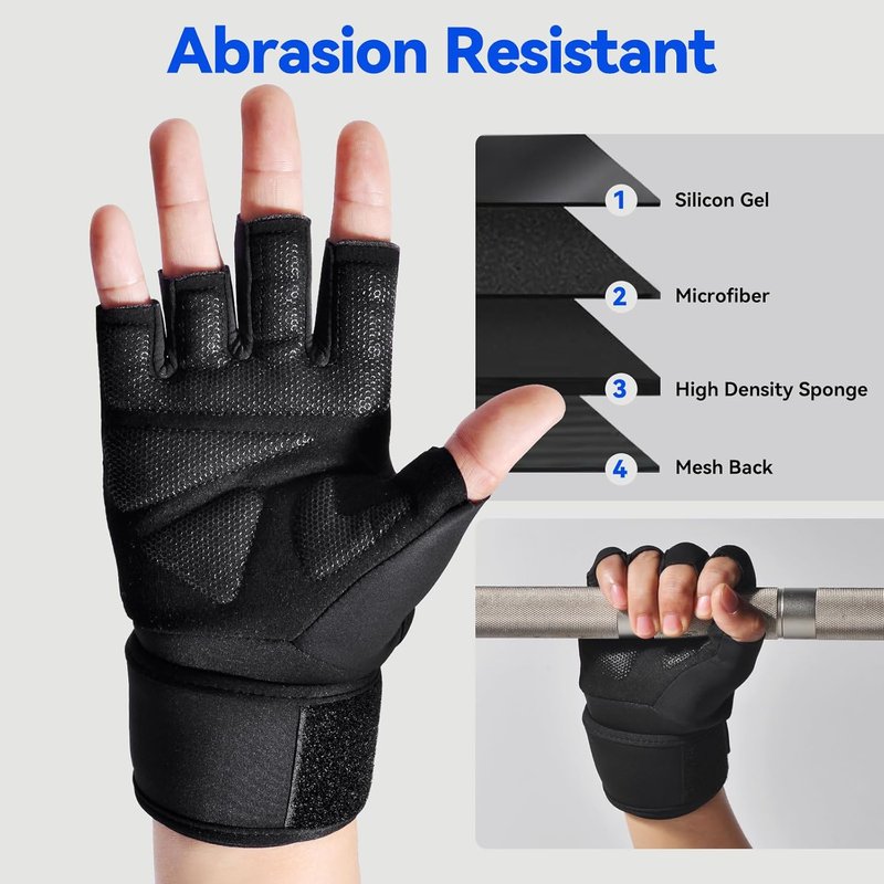 Workout Gloves for Men & Women - Padded Weight Lifting Gloves with Wrist Support | Full Palm Protection & Extra Grip