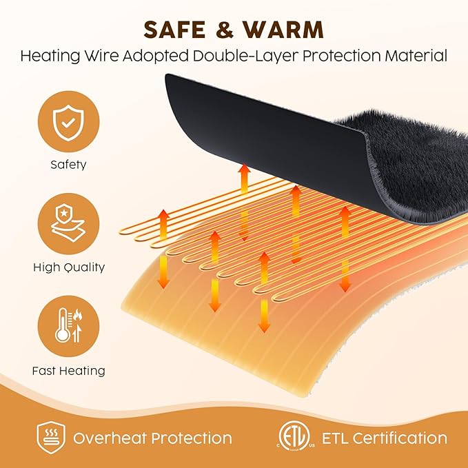 HYLEORY Heated Electric Blanket Throw 50"x60" Soft Fleece & Flannel with 5 Heating Levels & 3 Hours Timer Auto Shutt Off, ETL Certified, Washable，Heated Blanket for Body-Dark Grey