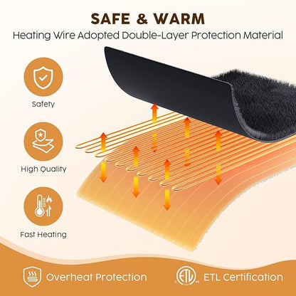 HYLEORY Heated Electric Blanket Throw 50"x60" Soft Fleece & Flannel with 5 Heating Levels & 3 Hours Timer Auto Shutt Off, ETL Certified, Washable，Heated Blanket for Body-Dark Grey