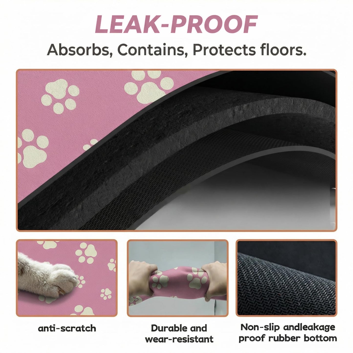 Pet Feeding Mat Dog Cat Food Mat Absorbent No Stains Quick Dry Rubber Bottom Anti-Slip Water Bowl Mats Easy to Clean for Indoor Pet Placemats Water Dispenser Mat
