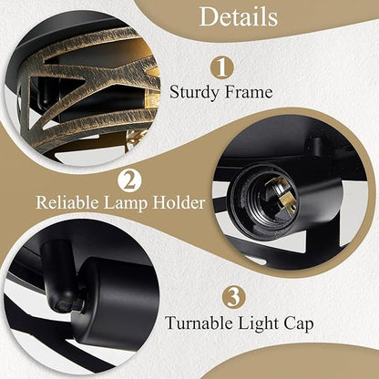 Flush Mount Ceiling Light Fixture,Rustic Metal Black 2-Light Hallway Light Fixtures Ceiling,Vintage Light Fixtures Ceiling Mount for Farmhouse,Kitchen,Hall (2 Pack)