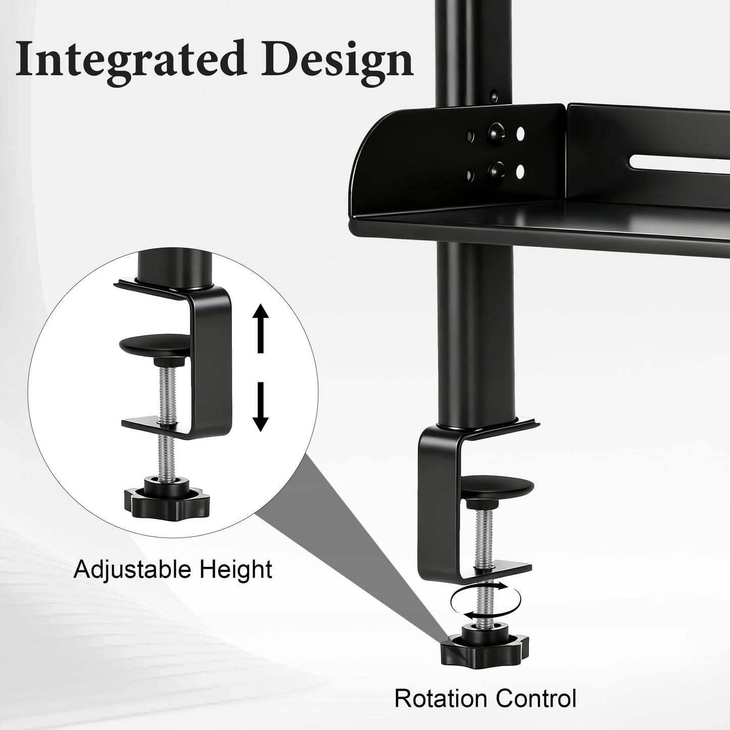 MLLNFUE 24-Inch Clamp On Desktop Shelf, 2-Tier Office Desk Organizer, Extended Compact Desk Shelf for Home Workspace, Study Room, and Gaming Accessories Storage