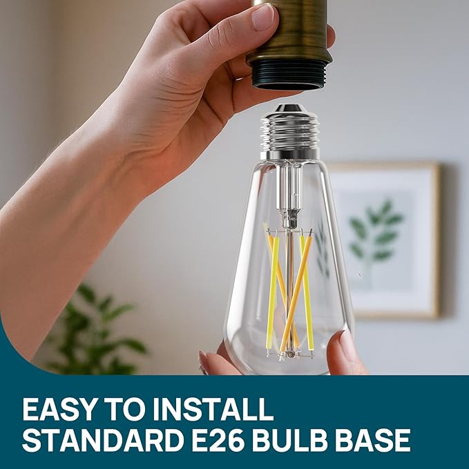 Linkind E26 Smart Edison Bulbs, 2700K-6500K Tunable WiFi Edison Bulbs with Remote Control, 8W 60W Equivalent Dimmable ST19 (ST58) Vintage Light Bulbs 800lm, Compatible with Alexa & Google Home, 4-Pack