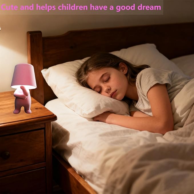 Modern Creative Design Table Lamp for Youth: Rechargeable Cute Light for Kids Child Teen -Bedside Lamps for Nightstand- Gift for Birthday Christmas Halloween Easter， 3-Color Dimmable.