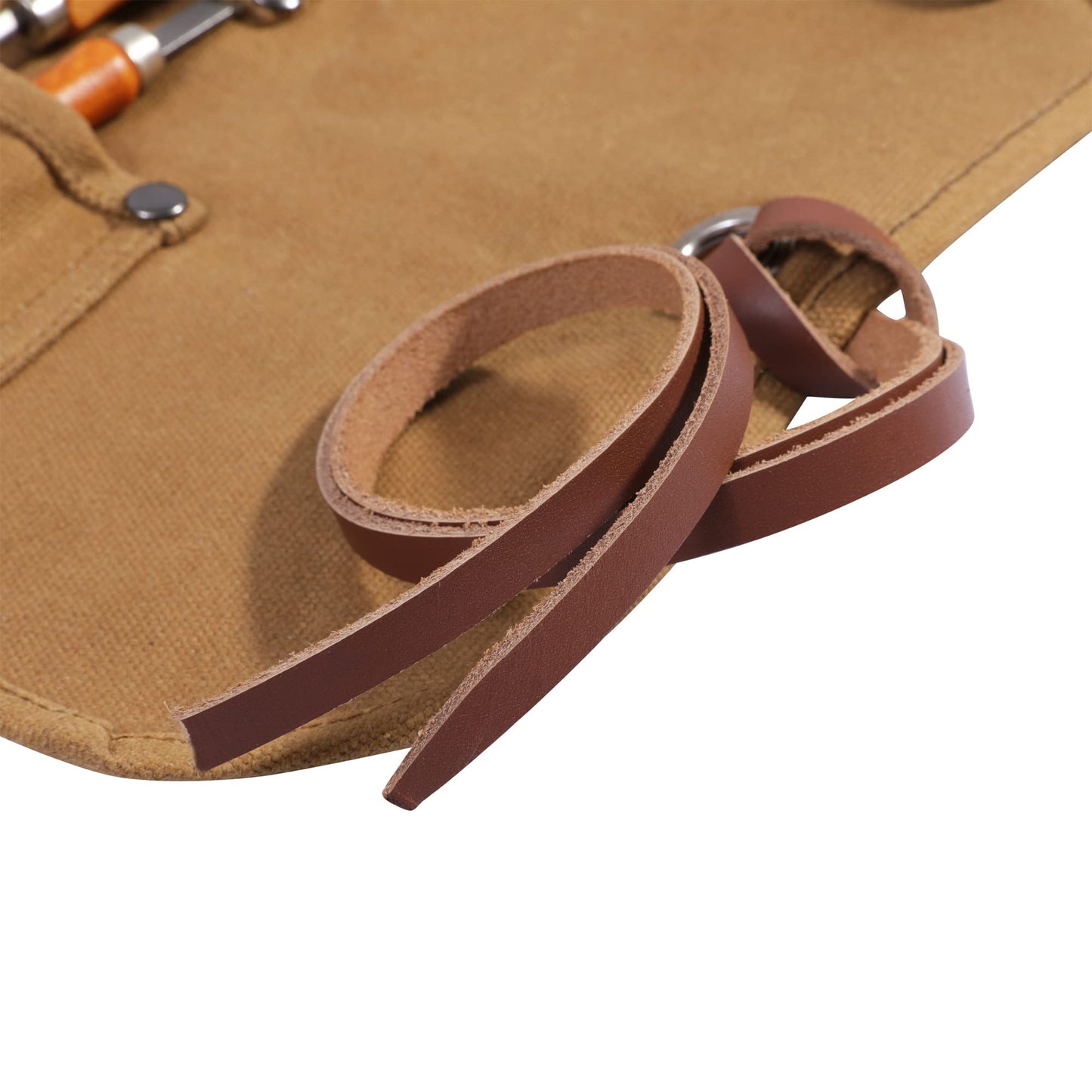 Tool Roll, Heavy Duty Waxed Canvas Small Tool Bag Tool Pouch for Chisels, Hammers, Gouges Palm Tools (Khaki)