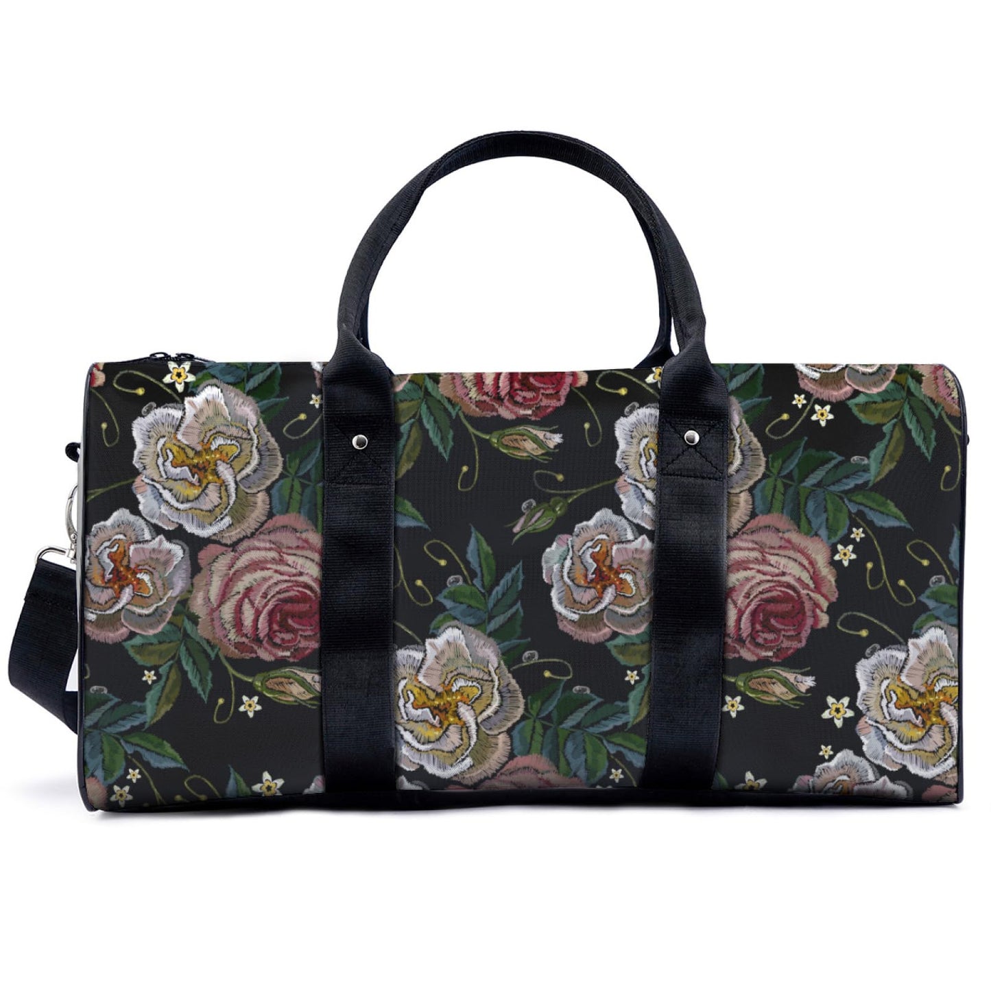 Rose Pattern Duffle Bag with Adjustable Shoulder Strap Large Capacity Gym Bag Weekender Bag for Travel Gym Hospital
