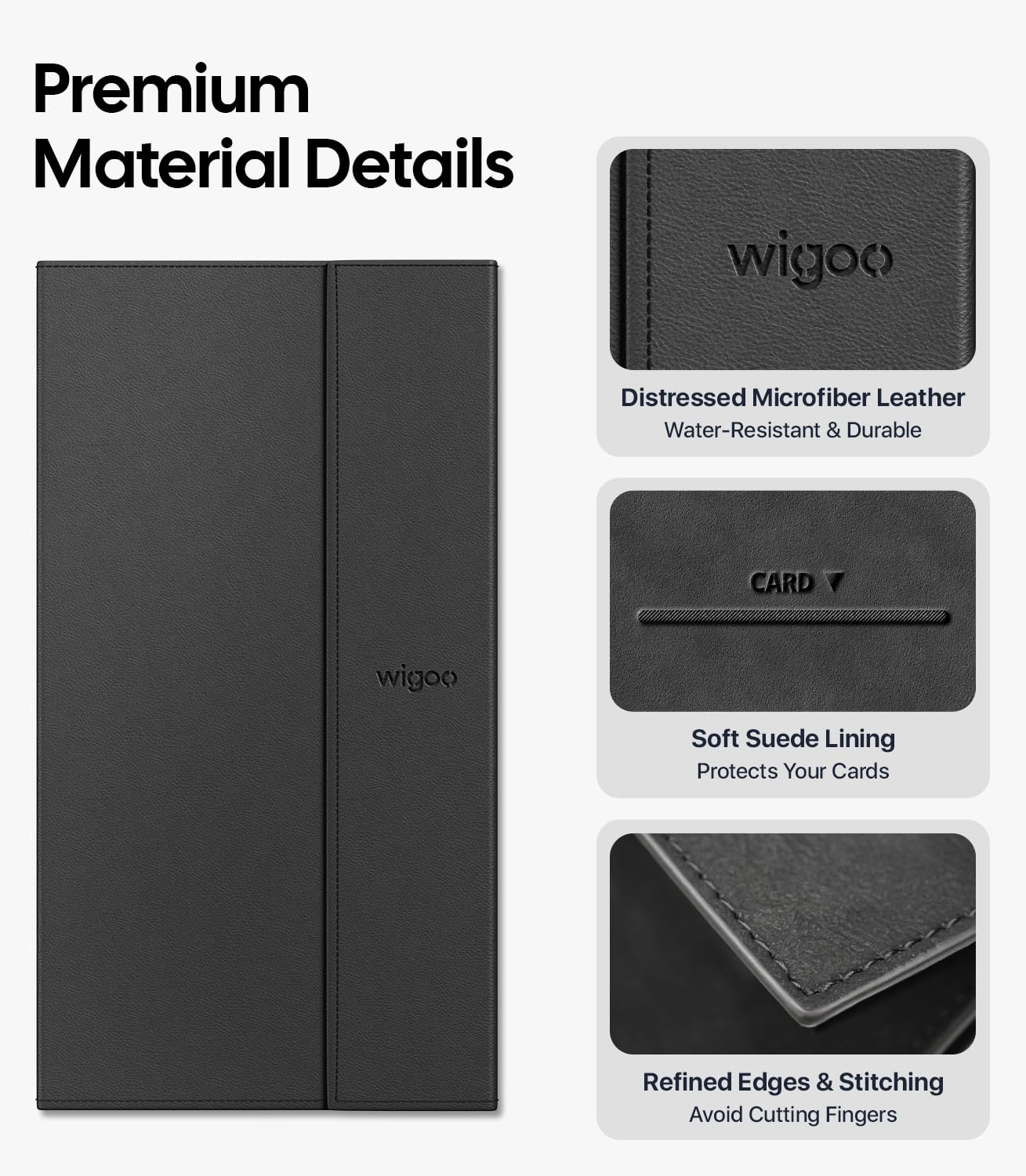 Wigoo Tesla Car Registration and Insurance Holder [Microfiber Leather, Magnetic Lock] Glove Box Organizer for Cards & Documents, for Tesla Model Y(Juniper)/3/X/S/Cybertruck Accessories, Black