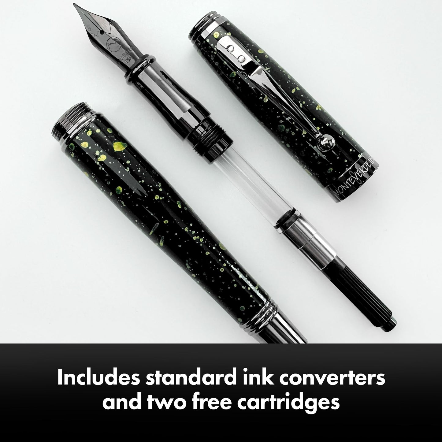 Monteverde Invincia Vega Starlight Yellow Fountain Pen - Broad Nib, Vibrant Design, Premium Writing Instrument