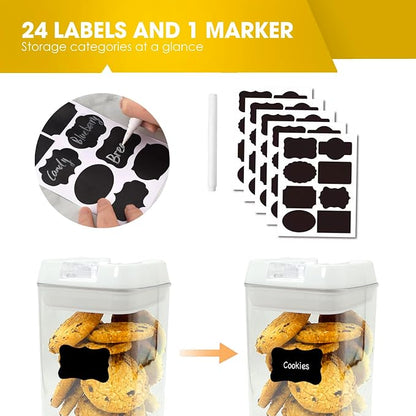 Airtight Food Storage Containers with Lids, 7 PCS BPA Free Kitchen Canisters for Pasta, Dry Food, Flour and Sugar, Plastic Canisters for Pantry Organization and Storage