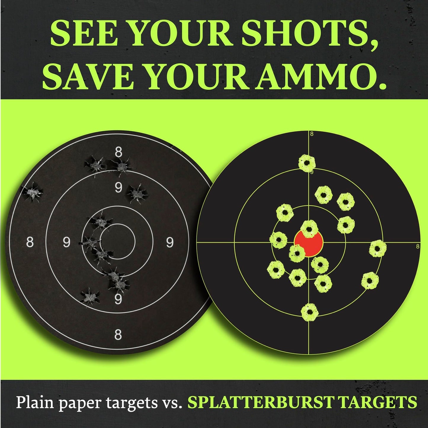 Splatterburst Targets - Roll of (100) 6 Inch Stick & Splatter Self Adhesive Shooting Target Stickers - Gun - Rifle - Pistol - Airsoft - BB Gun - Pellet Gun - Air Rifle - Made in USA