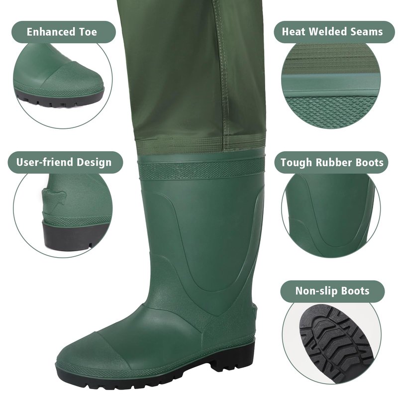 Trudave Chest Waders for Men with Boots, 2-Ply Nylon/PVC Waterproof Fishing & Hunting Waders for Men and Women