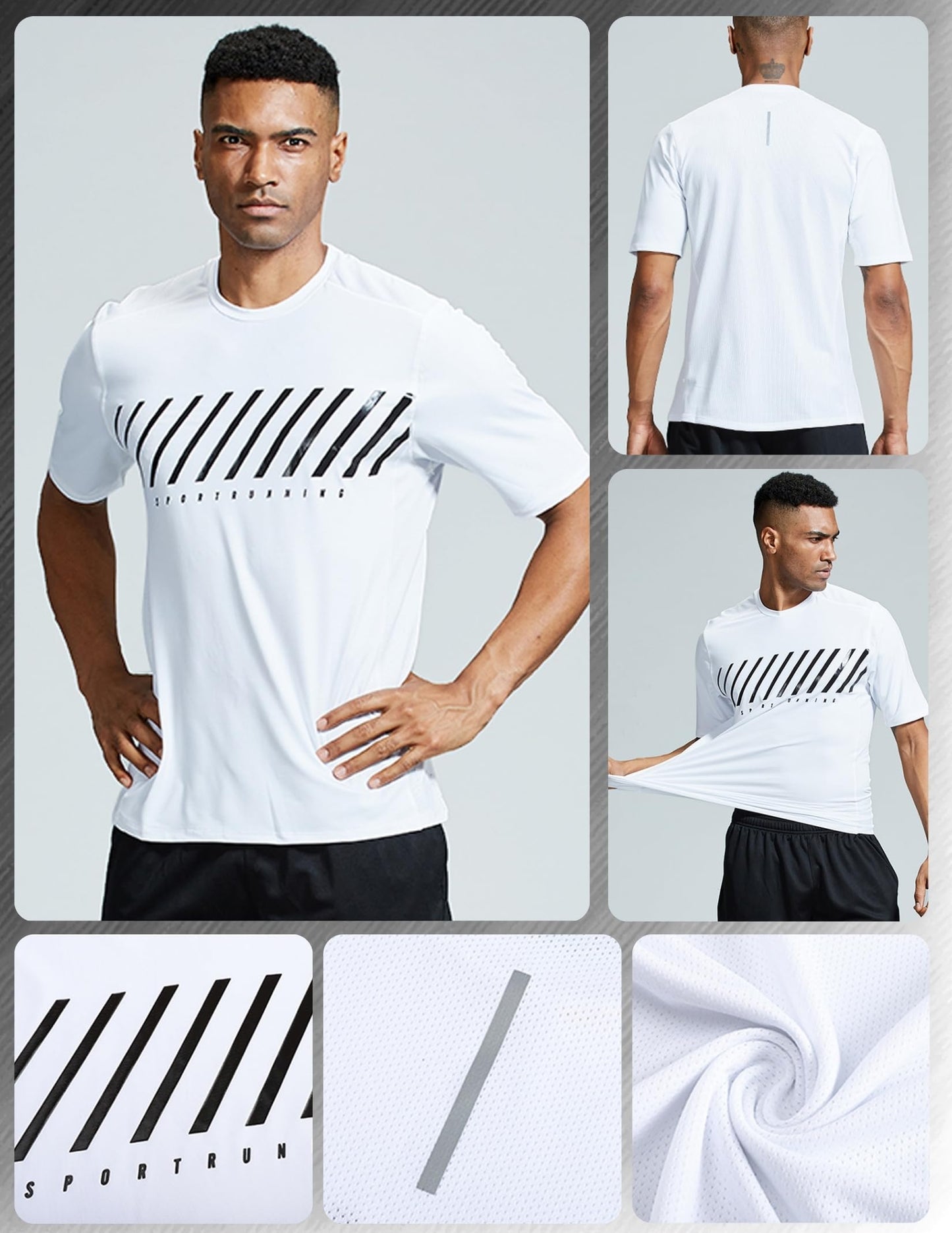 5 Pack Men’s Active Quick Dry Crew Neck T Shirts | Athletic Running Gym Workout Short Sleeve Tee Tops Bulk (Set 14, 4X-Large) White