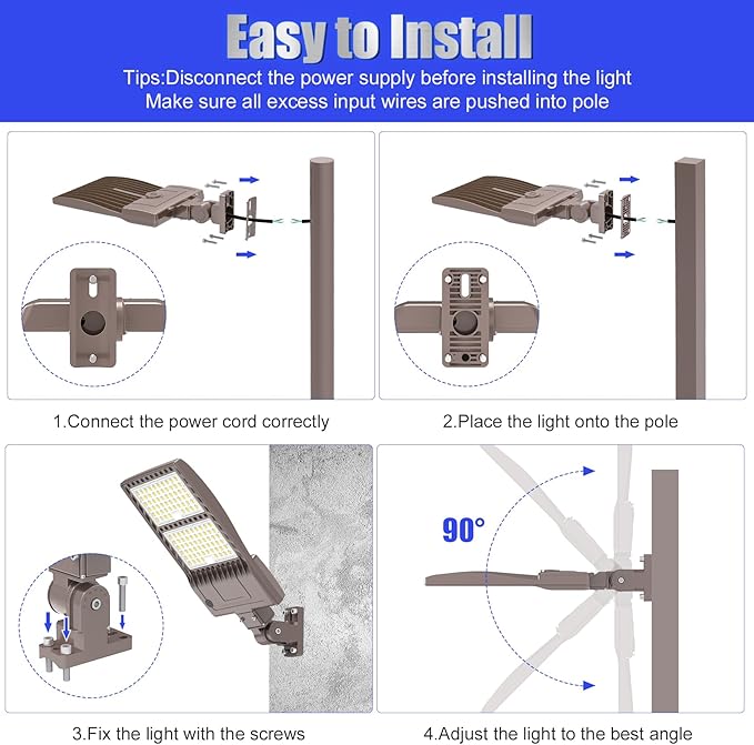 BBESTLED 400W LED Parking Lot Light with Dusk to Dawn Photocell Outdoor Lighting Arm Mount 56000LM IP65 UL & DLC Commercial Shoebox Pole Lights for Street Stadium Tennis Court 5000K (100-277VAC Input)