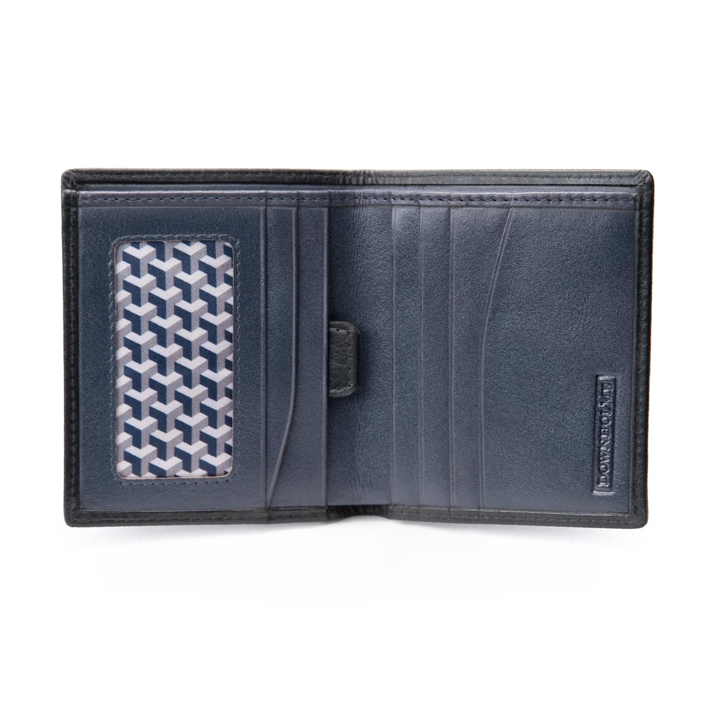 Downholme Men's Bifold Slim Silhouette Leather Wallet (Black)