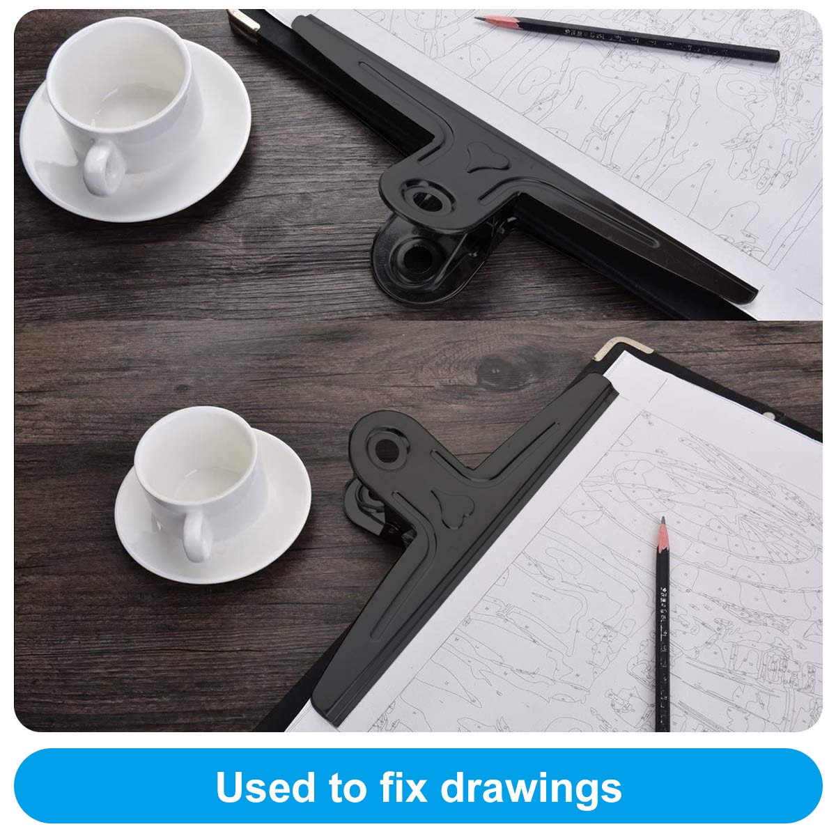 Coideal Extra Large Bulldog Clips Black, 2 Pcs Heavy-Duty Jumbo Bull Clips 30cm XXL Stainless Steel Paper Clip Clamps (11 4/5 Inch)