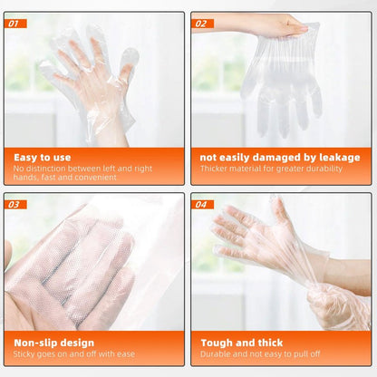 GENERALCARE Disposable Plastic Gloves Food Handling Service Gloves Disposable For Cooking (100PCS, universal)