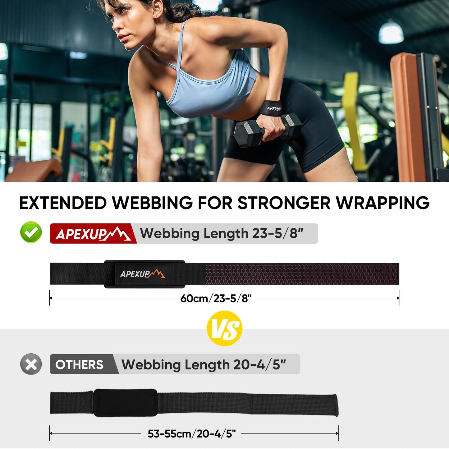APEXUP Weight Lifting Straps for Weightlifting, Lifting Wrist Straps Gym, Deadlift Strap, Anti Slip Silicone Weightlifting Strap Men Women Powerlifting, Strength Training (Black, 1 Pair)