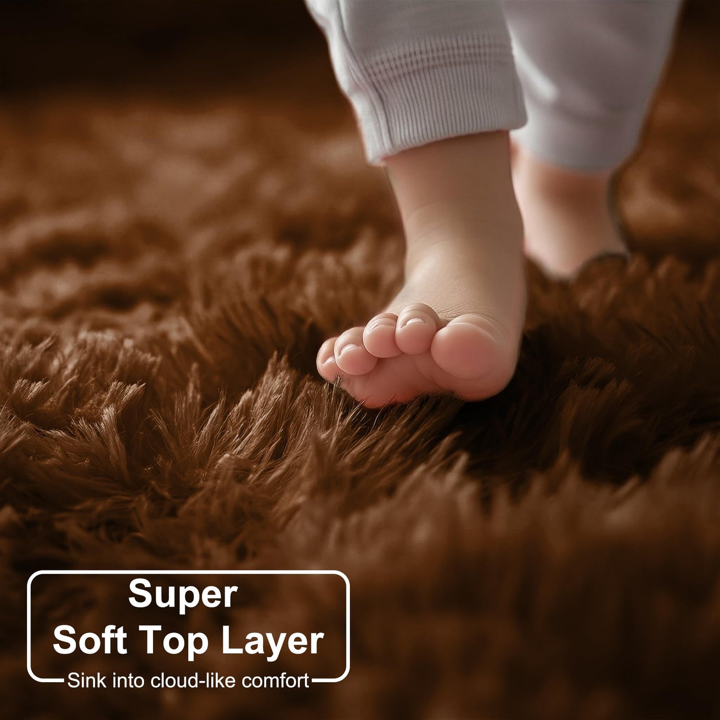 Amdrebio Dark Brown Rug 4Ft for Bedroom, Round Fluffy Shag Plush Area Rugs for Kids Room, Living Room Decor Aesthetic, Fuzzy Fur Floor Chocolate Coffee Circle Carpet for Playroom Dorm Baby Nursery