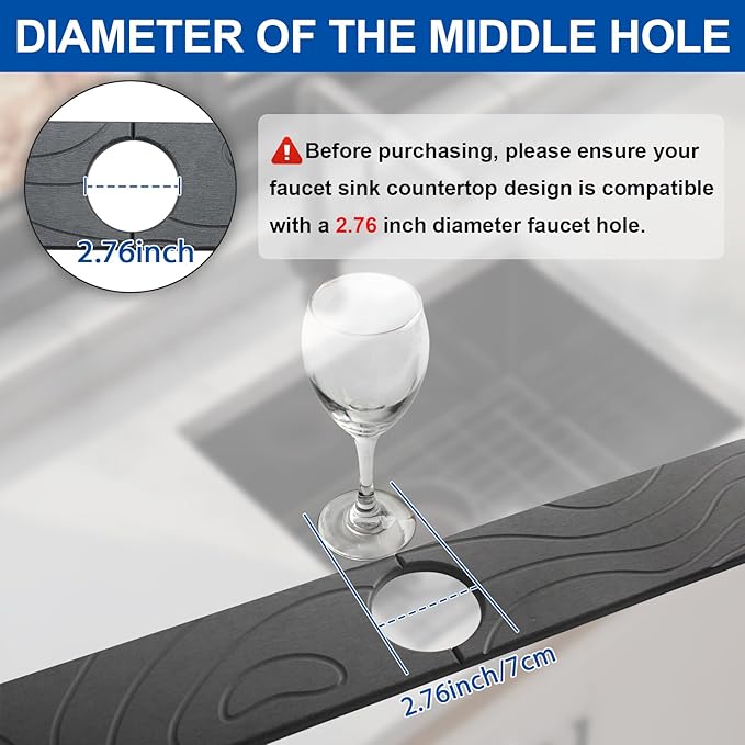 2 Pcs Faucet Mat for Kitchen Sink 15.74”×3.94” Diatomite Quick Dry Sink Splash