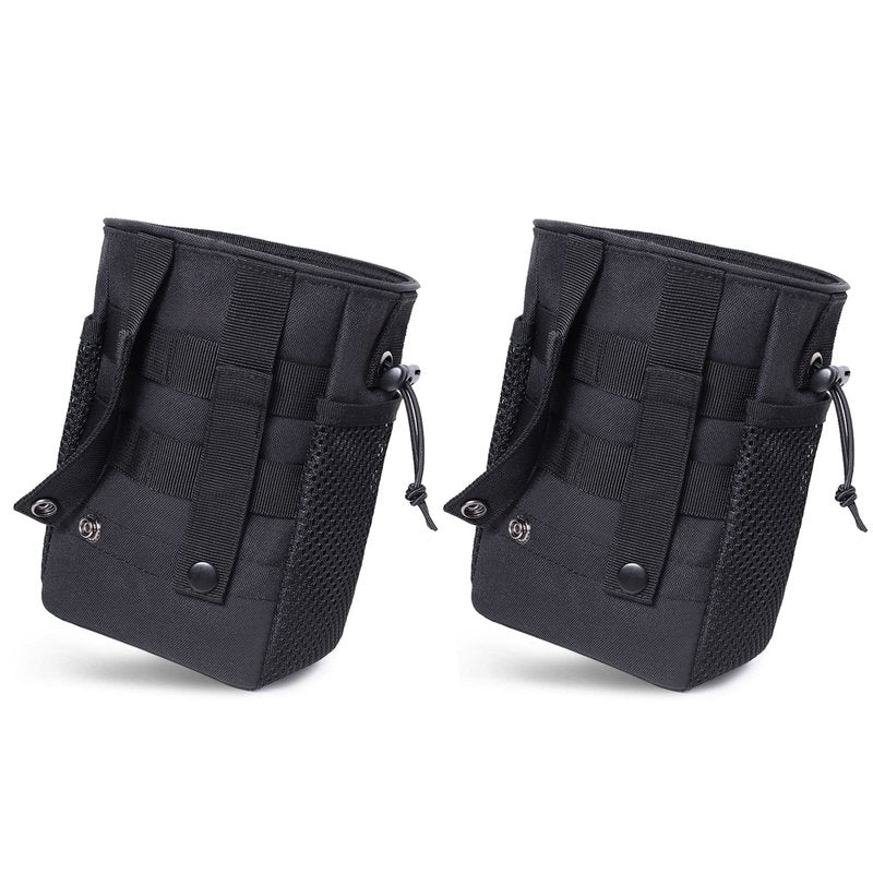 Haafoo Dump Pouch Molle - Tactical Drawstring Magazine Pouch, Molle Ammo Bag, Adjustable Military Utility Belt Holster Molle Dump Bag 2 Pack-Black