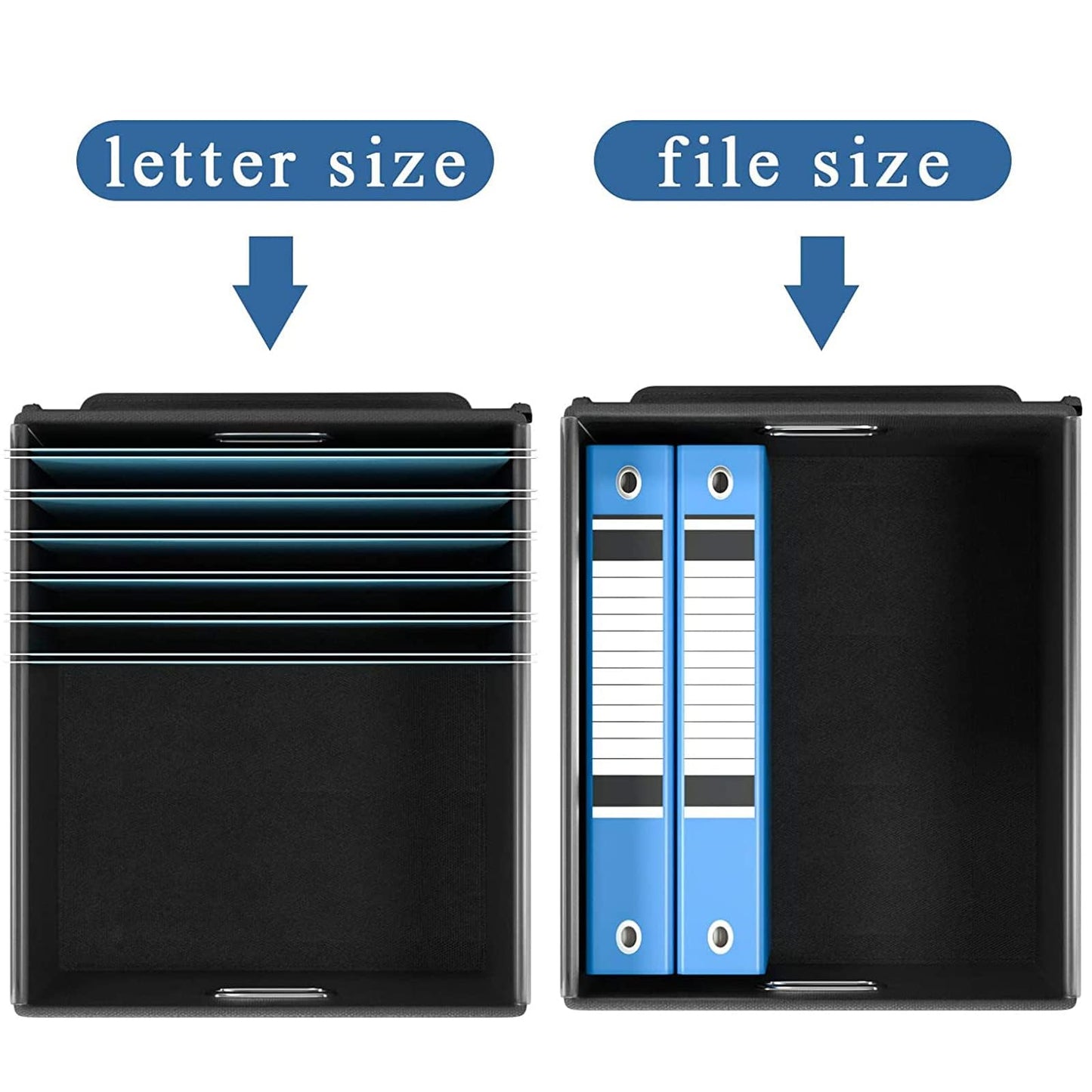 Huolewa File Organizer Box with Lid, Collapsible Faux Leather Hanging File Folder Box Organizer with Plastic Slides, Decorative Home/Office Filing System Boxes for File and Folders Storage