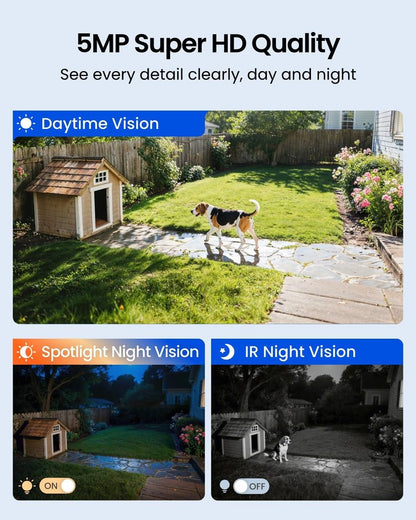 REOLINK Security Cameras Wireless Outdoor, Pan Tilt Solar Powered, 5MP 2K+ Color Night Vision, 2.4/5GHz WiFi, Smart Cameras for Home Security, Works with Home Hub, Argus PT + Solar Panel