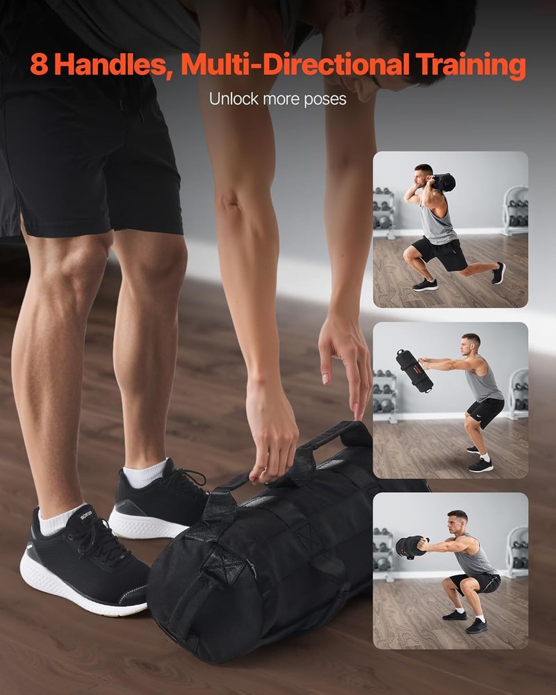 VEVOR Heavy Duty Workout Sandbag - Power Training Slam Bag for Strength & Cross-Training | Black (Unfilled)