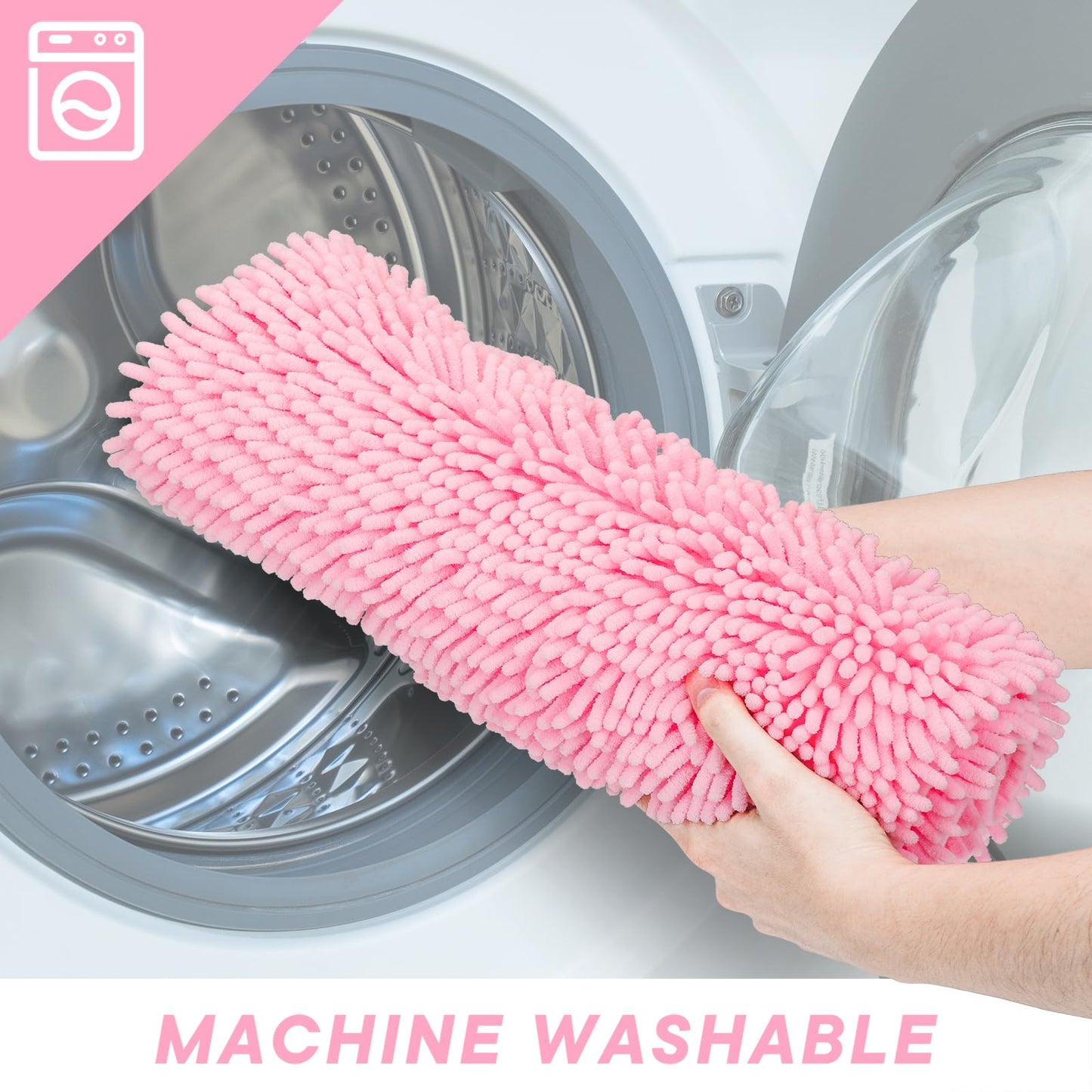 Xmecyino Bathroom Rugs Sets 2 Piece Washable, Luxury ，Chenille Bath Mat Set, Soft Plush Anti-Slip Rectangular Bath， Rug Super Absorbent. (Pink, 32"x20"+24"x16")