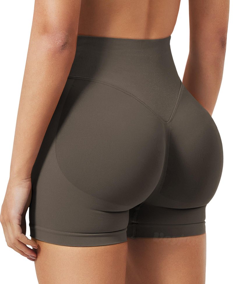 VOYJOY Women Workout Impact Shorts 2.5"/ 3.6"/ 4.5"/ 6" Scrunch Butt Lifting Gym Seamless Booty Biker Shorts Coffee