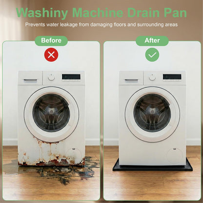 YLNJT 33 x 31 Inch Washing Machine Drain Pan, Silicone Washer Pan, Black