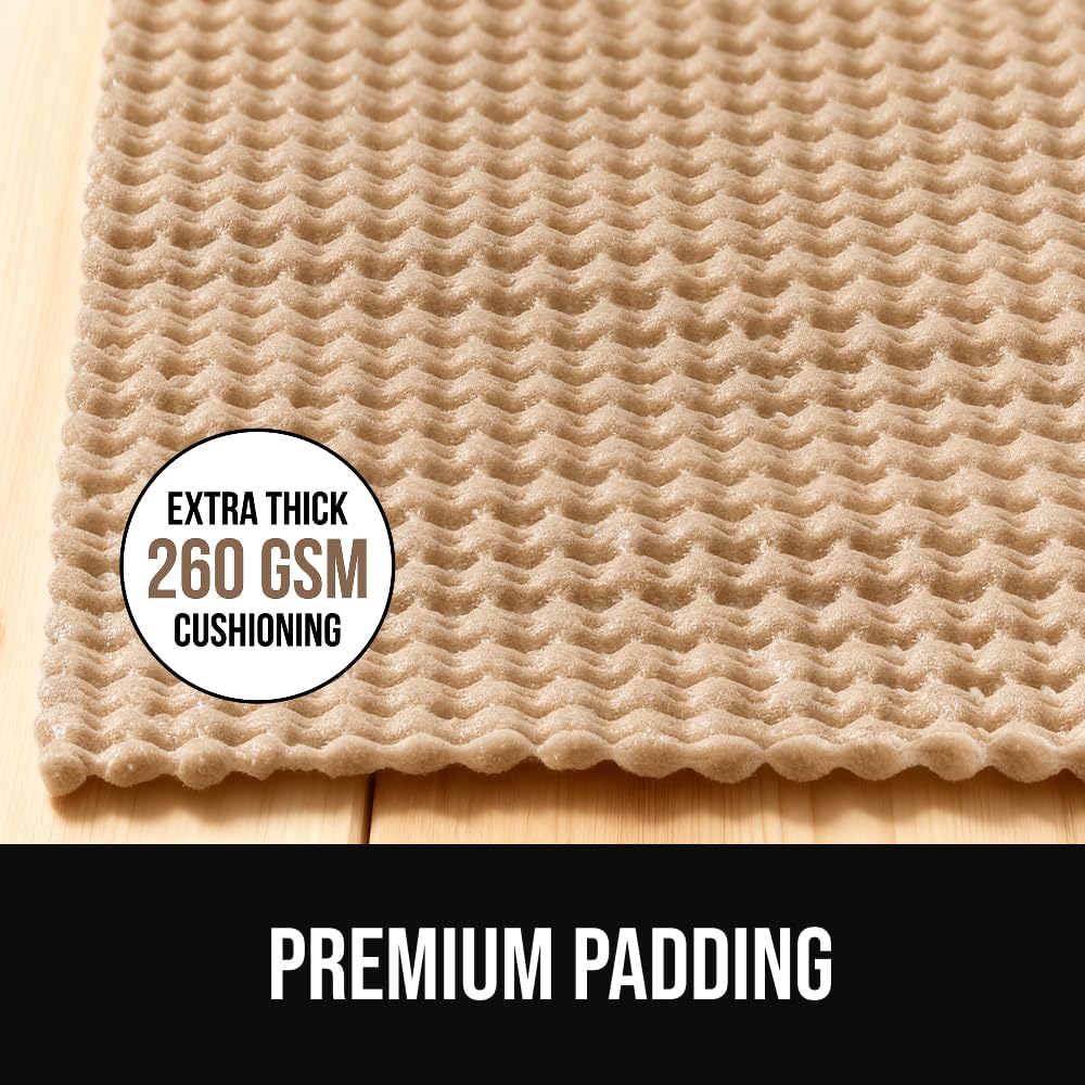 GORILLA GRIP® Premium Dual Sided Thick 2x6 Rug Gripper Pad for Hardwood Floors, Breathable Slip Resistant Pad Grips Under Carpet Area Rugs for Hard Surface Floor Protection, Easy Trim Mats, Beige